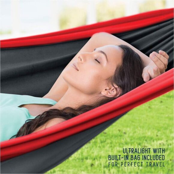 NEW Avalanche Outdoor Portable Parachute Nylon Hammock Gray-Red - Picture 3 of 7